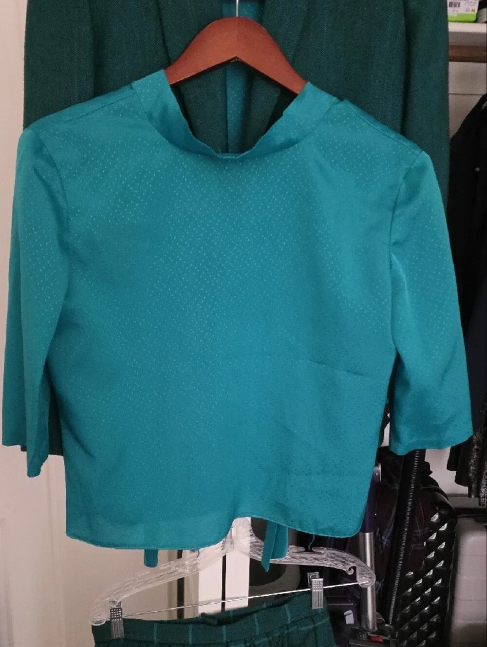 Women's Teal Blazer and Top Set - Elegant Teal Suit Jacket